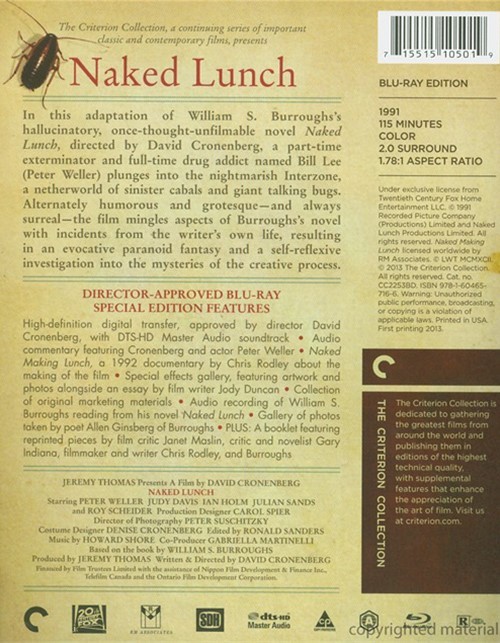 Naked Lunch The Criterion Collection Blu Ray 1991 DVD Empire