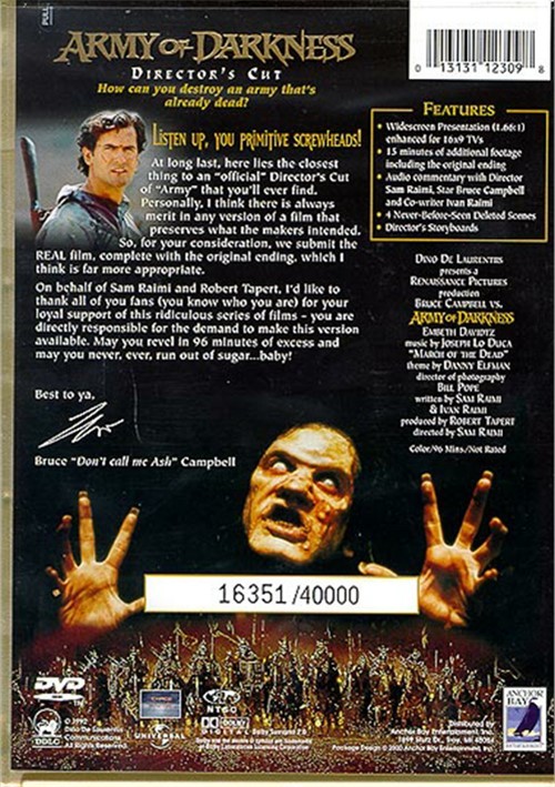 Army Of Darkness Director's Cut / Limited Edition (DVD 1992) DVD Empire