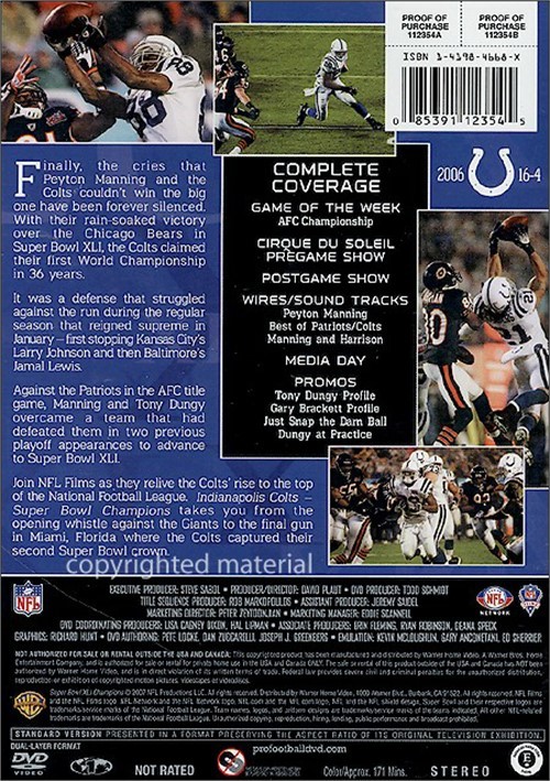 NFL Super Bowl XLI Champions (DVD 2007) DVD Empire