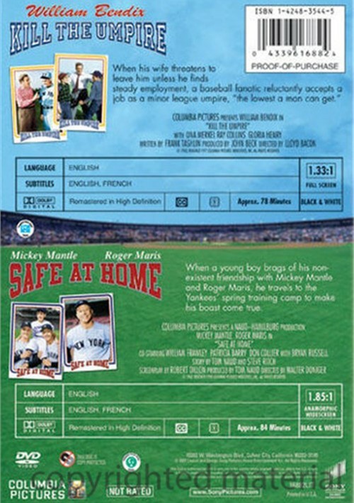 Baseball Double Feature Kill The Umpire / Safe At Home (DVD) DVD Empire