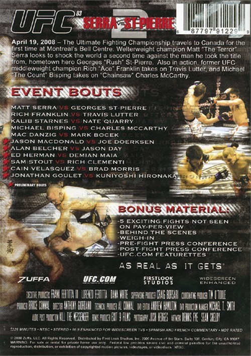 UFC 83 Serra Vs StPierre (DVD 2008) DVD Empire