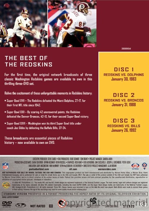 NFL Redskins 3 Greatest Games Super Bowl Victories (DVD 1982) DVD Empire
