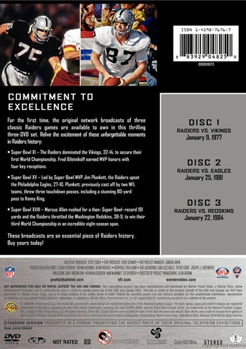 NFL Greatest Games Series Oakland Raiders Super Bowl Victories (DVD