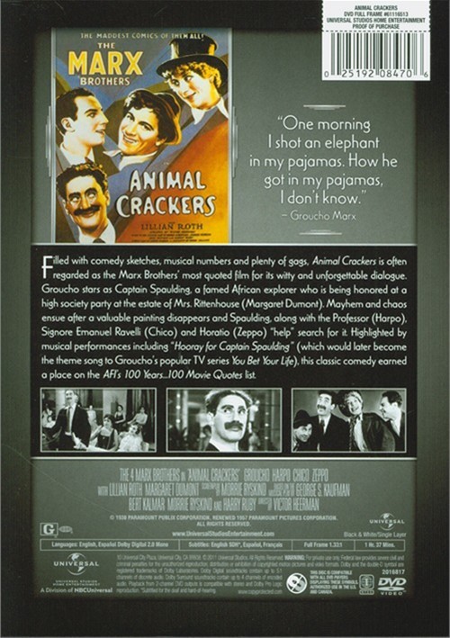 Animal Crackers (DVD 1930) DVD Empire