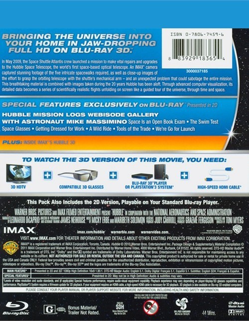 IMAX Hubble (Bluray 3D + Bluray + Digital Copy) (Bluray 2010) DVD