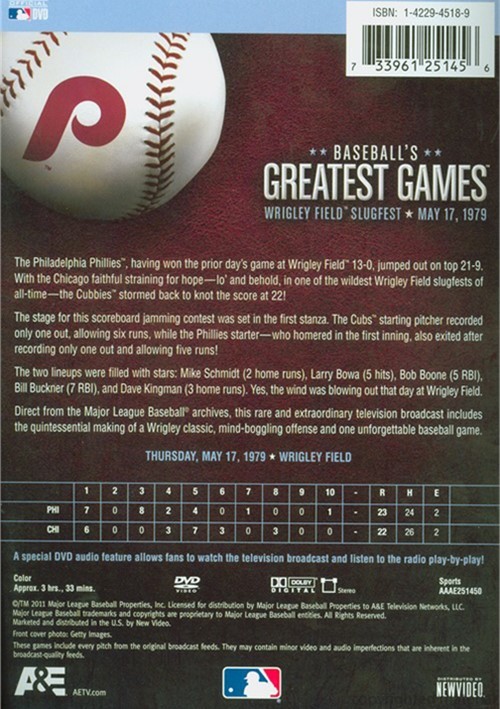 Baseball's Greatest Games 1979 Wrigley Field Slugfest (DVD 1979) DVD