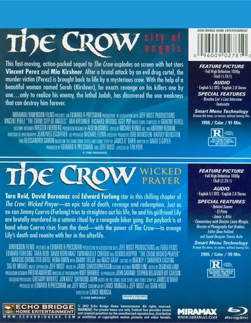 Crow 2, The City Of Angels / The Crow Wicked Prayers (Double Feature) (Bluray ) DVD Empire