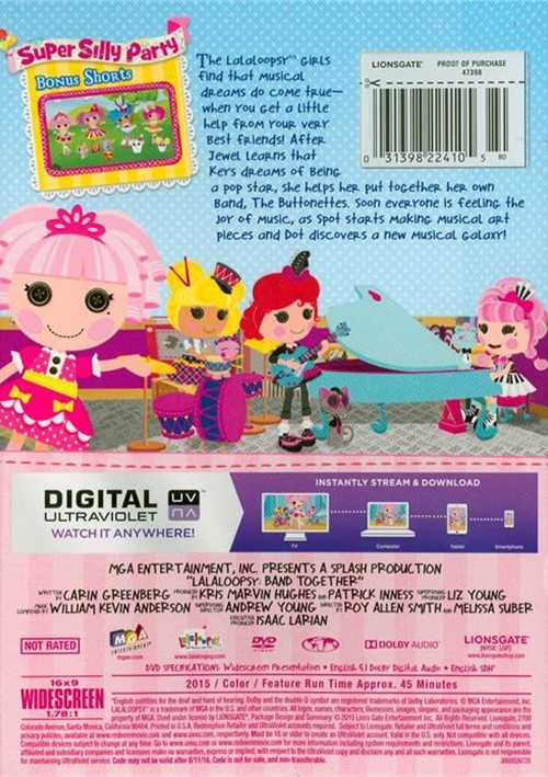 Lalaloopsy Band Together (DVD + UltraViolet) (DVD 2015) DVD Empire