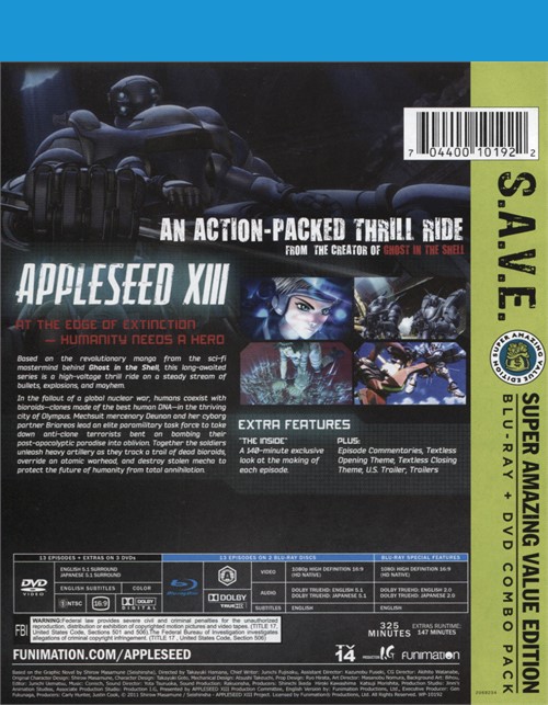 Appleseed XIII The Complete Series S.A.V.E. (Bluray + DVD Combo) (Blu