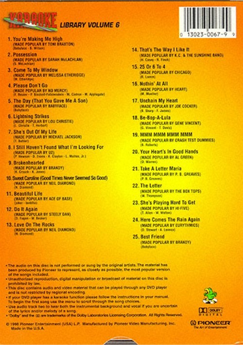 Karaoke Library Collection V. 6 (DVD 1998) DVD Empire