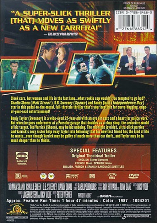Blu-ray La Tierra De Nadie (No Man's Land) - Película 1987 Con Charlie Sheen Y D.B. Sweeney