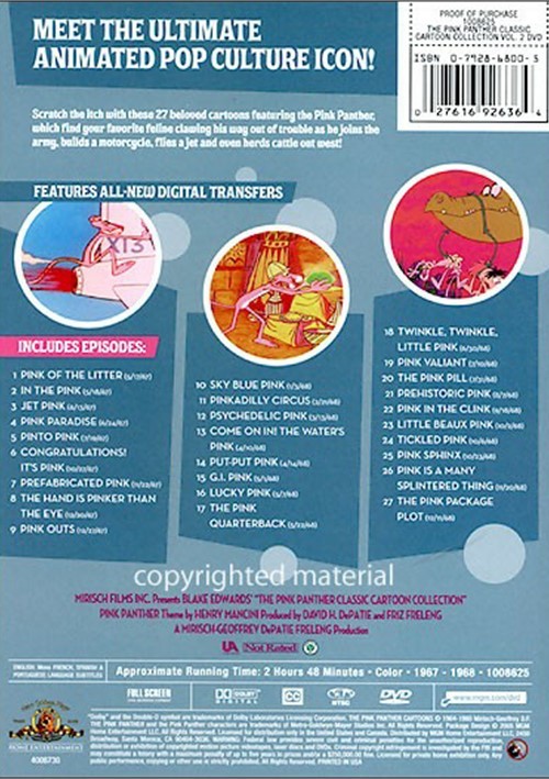Pink Panther Classic Cartoon Collection Volume 2 Adventures In The