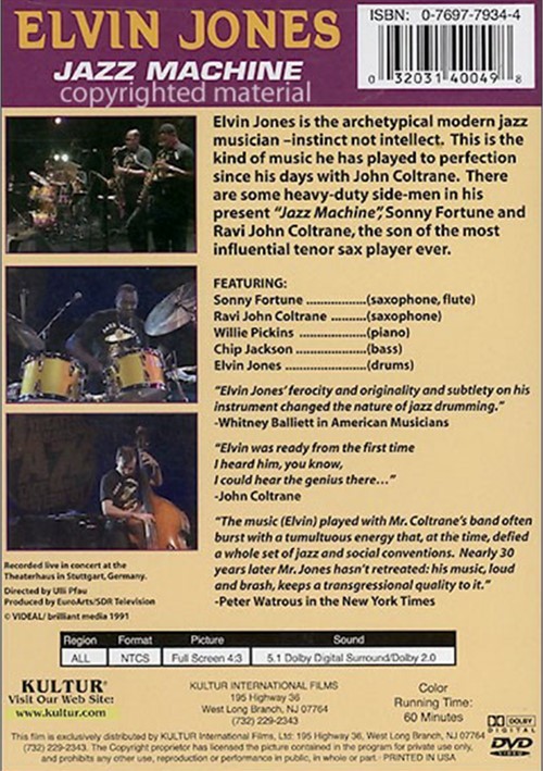 Elvin Jones Jazz Machine Dvd 1991 Dvd Empire