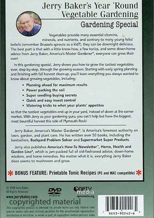 Jerry Baker Year 'Round Vegetable Gardening (DVD 1998) DVD Empire